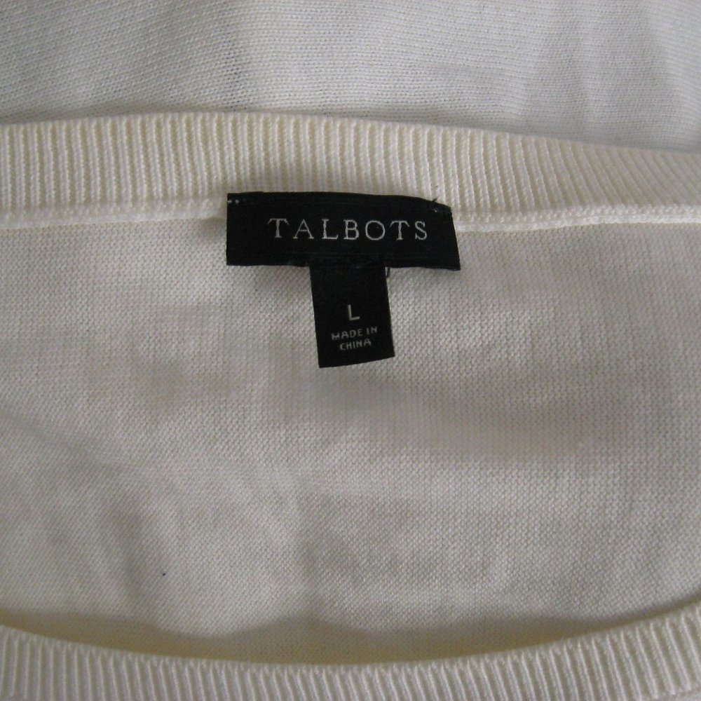 Talbots Solid White Cottton Rayon Blend Scoop Nec… - image 7